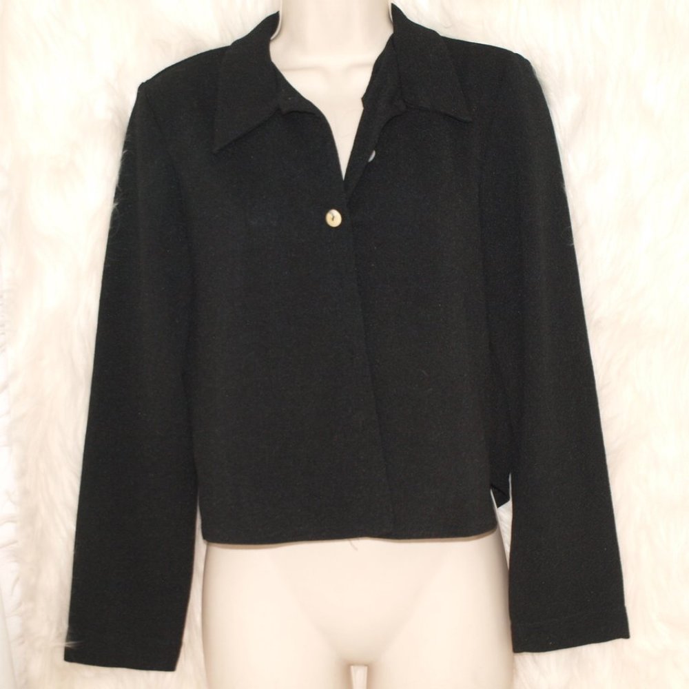 Black JACKET With Slit in Back BY K PETITE SIZE M USED - Picture 1 of 4